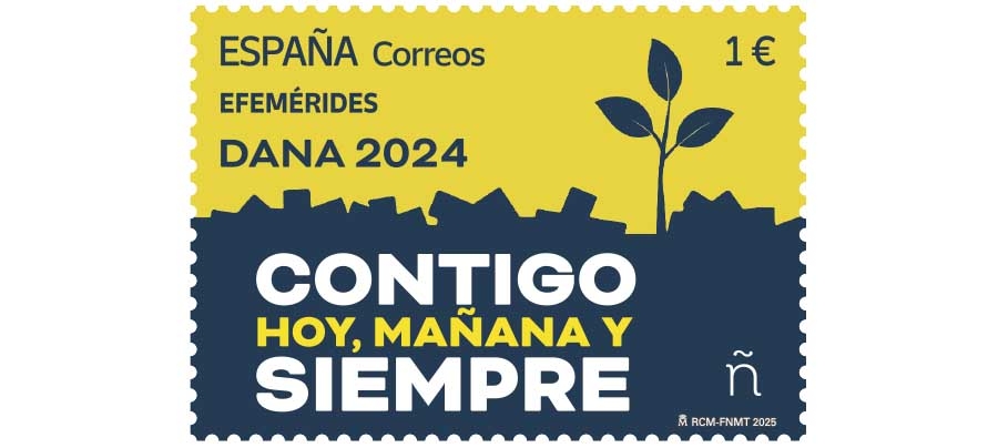 Correos pone en circulación un sello dedicado a la dana 2024 con el lema 'Contigo hoy, mañana y siempre'