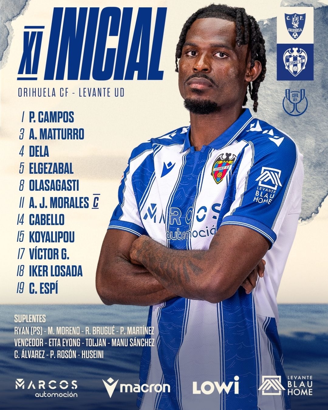 El once del Levante UD para jugar la Copa contra el Orihuela