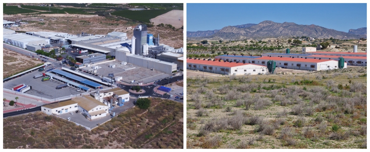 Imagen de las instalaciones de Linasa (Izquierda) y Porcisan (derecha). - Foto: MP