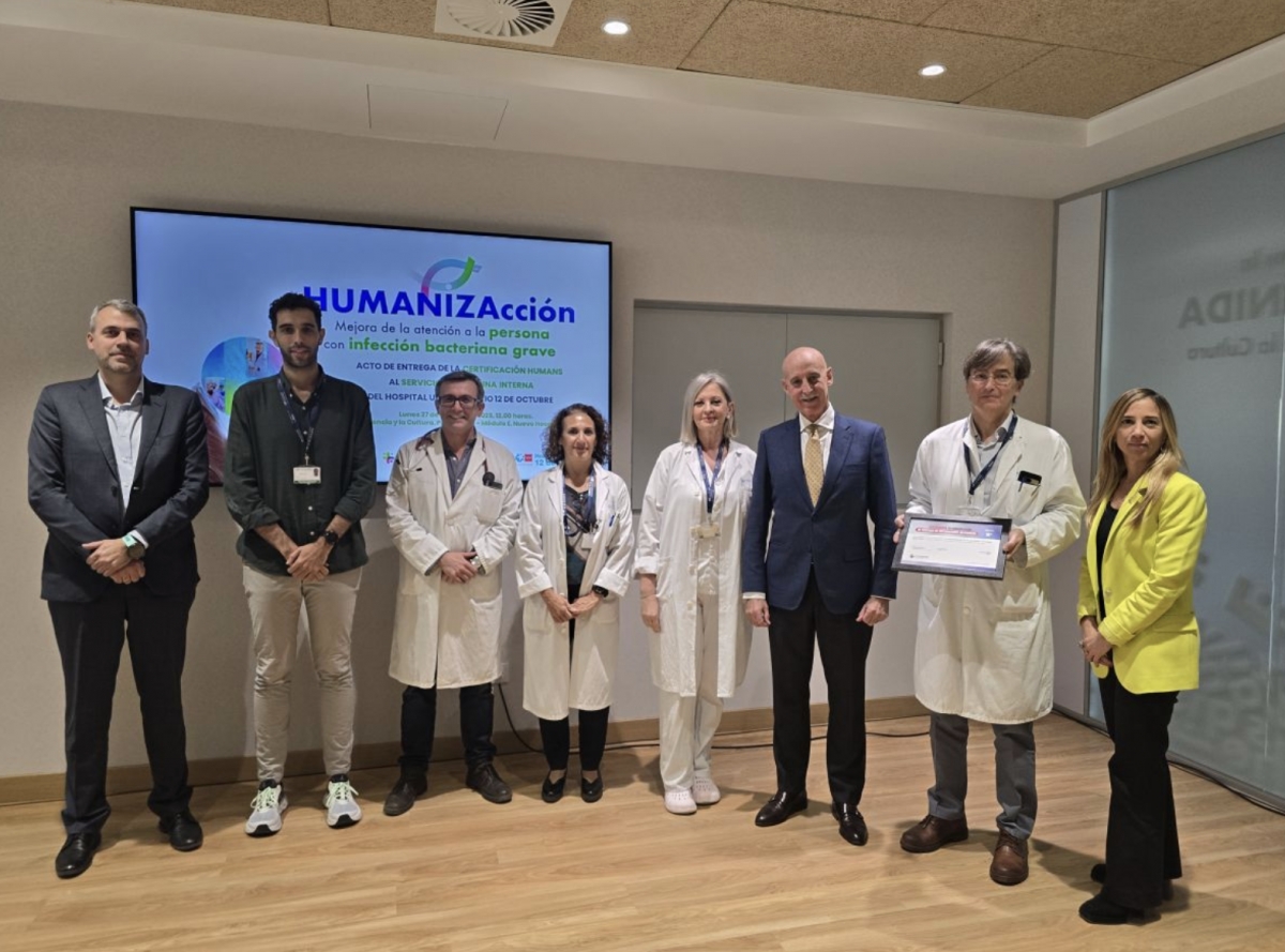 El Hospital Universitario 12 de Octubre, reconocido por impulsar una atención más humana en infecciones bacterianas graves