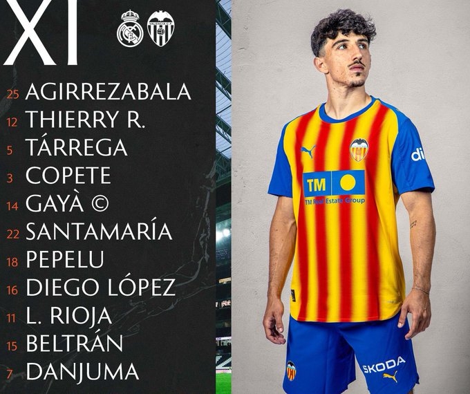 El once del Valencia CF contra el Real Madrid