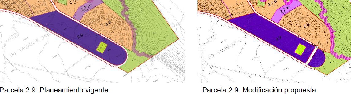 En lila, parcela municipal junto a la Avenida Escandinavia que se dividirá -
