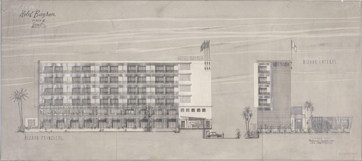 Luís Gay Ramos. Hotel Bayrén, Playa de Gandia, 1957. Biblioteca Valenciana Nicolau Primitiu. Fondo Luís Gay. - Luís Gay Ramos. Hotel Bayrén, Playa de Gandia, 1957. Biblioteca Valenciana Nicolau Primitiu. Fondo Luís Gay.