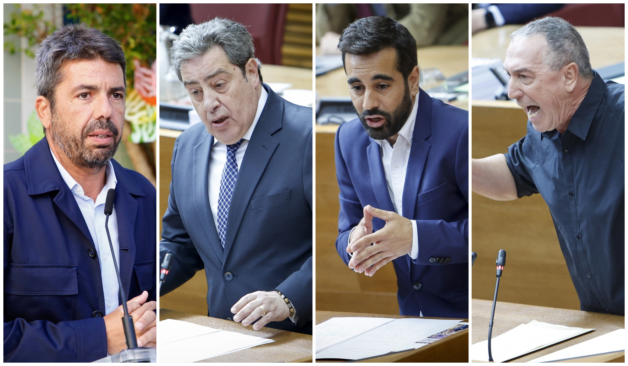 El presidente Mazón (PP) debatirá frente a Llanos (Vox), Muñoz (PSPV) y Baldoví (Compromís) este miércoles. Foto: EP/VP - 