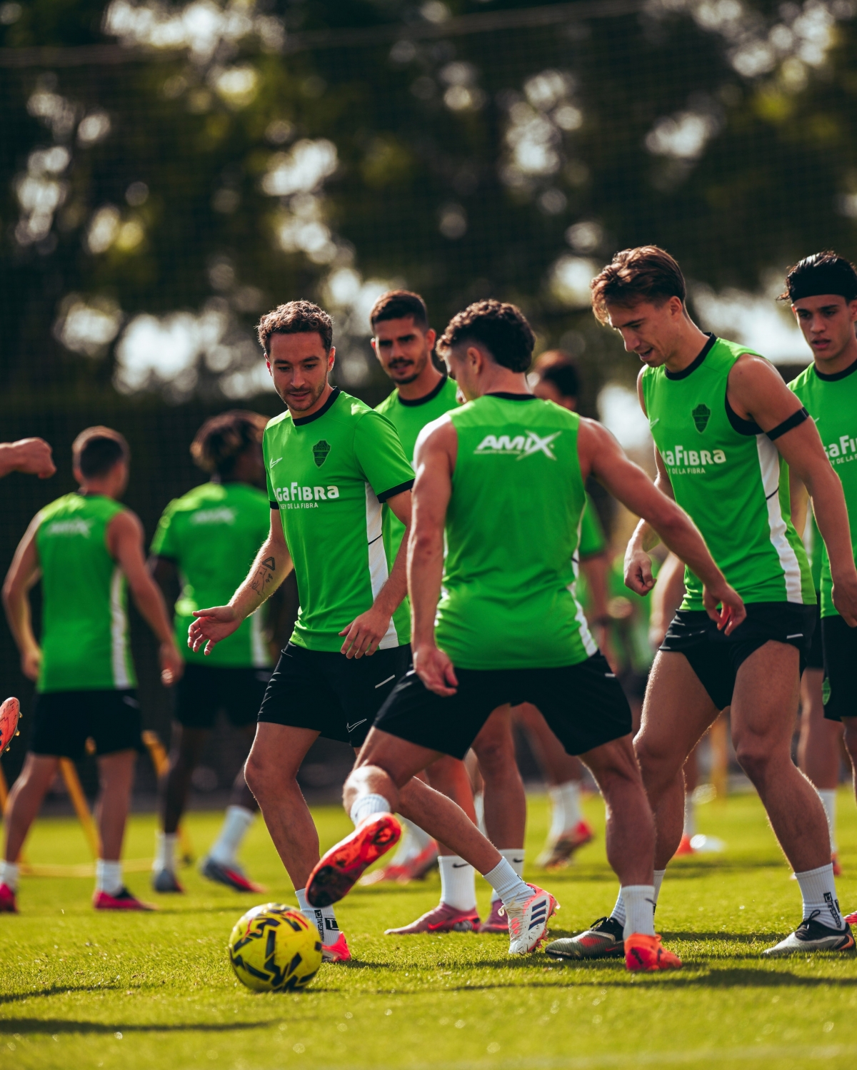 Algunos de los futbolitas de la plantilla franjiverde en un entrenamiento esta semana - Foto: ECF Algunos de los futbolitas de la plantilla franjiverde en un entrenamiento esta semana