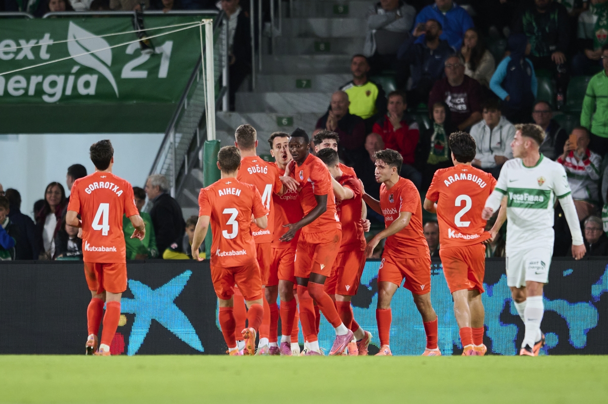 Celebración de los jugadores de la Real Sociedad
