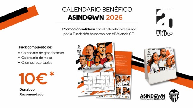 El Valencia CF y la Fundación Asindown presentan el calendario benéfico de 2026 en el vigésimo aniversario de colaboración entre ambas entidades