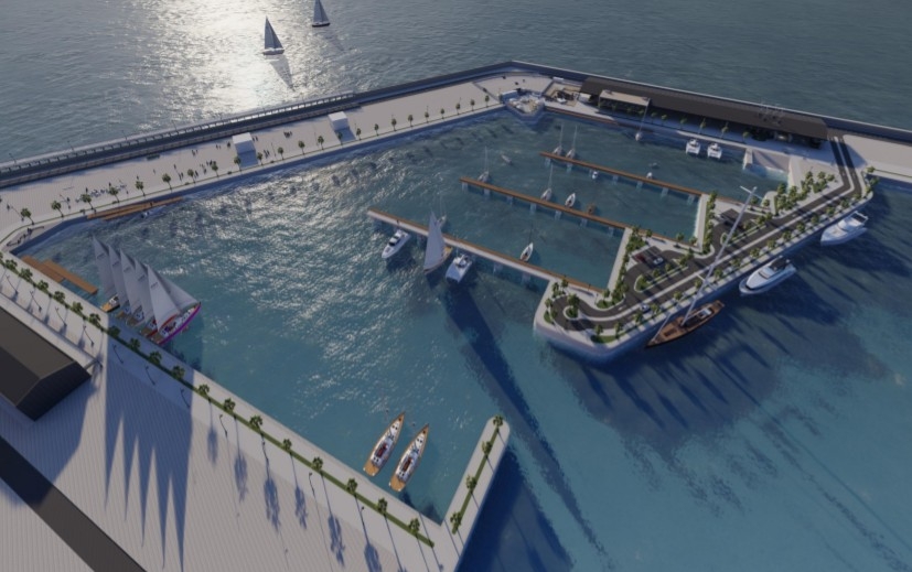 Recreación virtual de la marina deportiva, según el proyecto inicial.