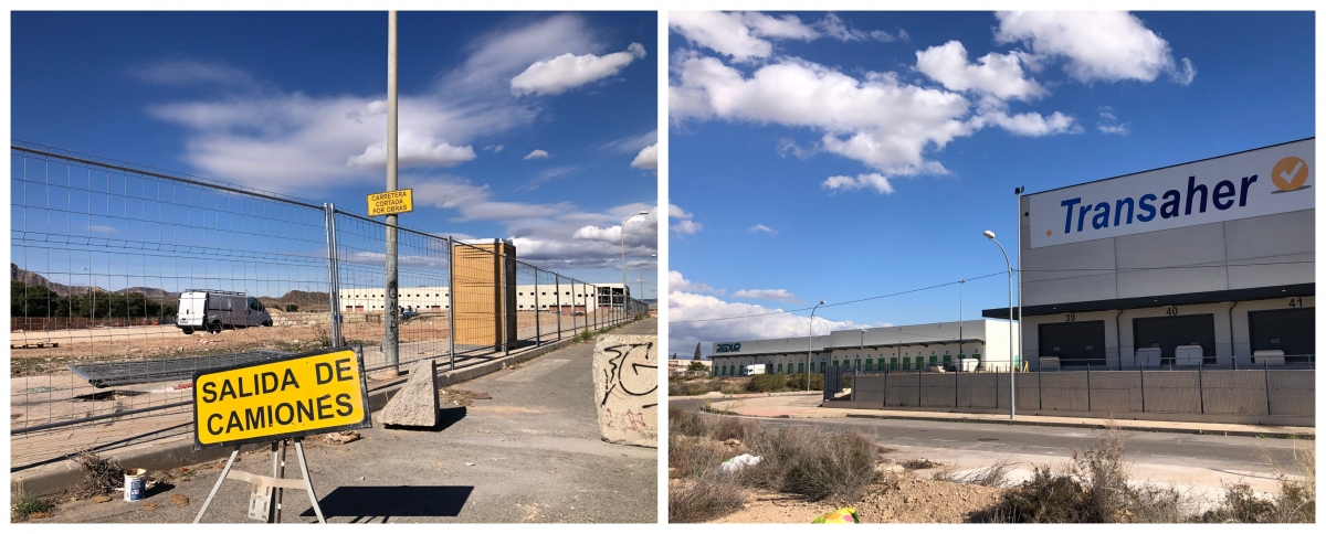 La parcela de la nueva sede de Berdin y las naves de Redur y Transaher.