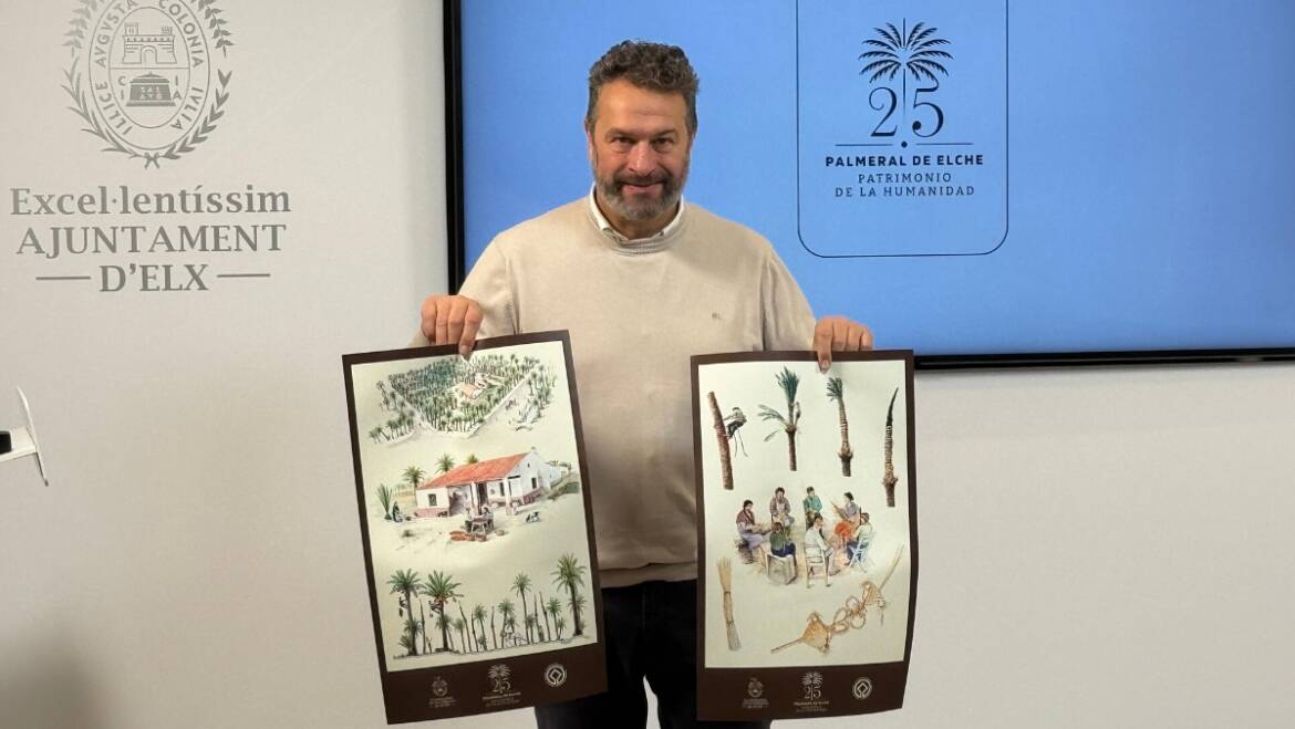 Elche presenta el vídeo y carteles por el XXV aniversario del Palmeral como Patrimonio de la Humanidad