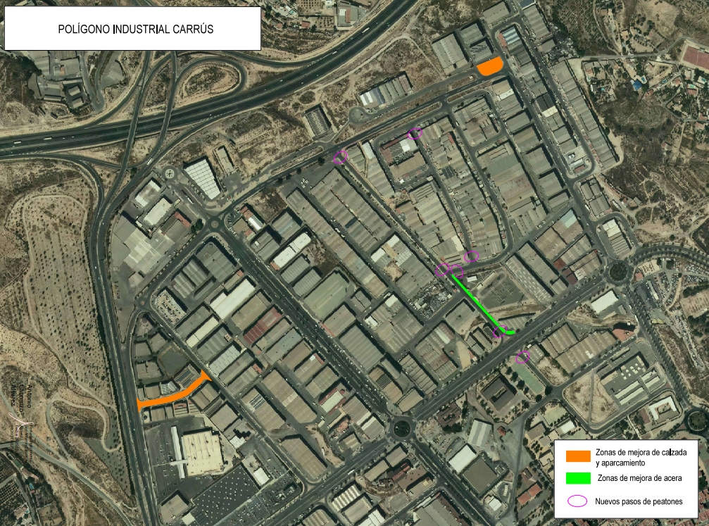 Esquema de las actuaciones en el Polígono de Carrús con el pliego de adecuaciones - - AP Esquema de las actuaciones en el Polígono de Carrús con el pliego de adecuaciones -