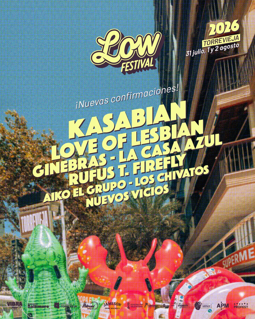 Kasabian, Love of Lesbian, Ginebras y La Casa Azul encabezan las nuevas confirmaciones del Low Festival 2026 en Torrevieja