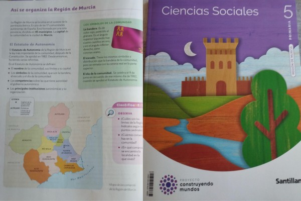 La editorial Santillana elimina la mitad del Mar Menor como parte del Campo de Cartagena