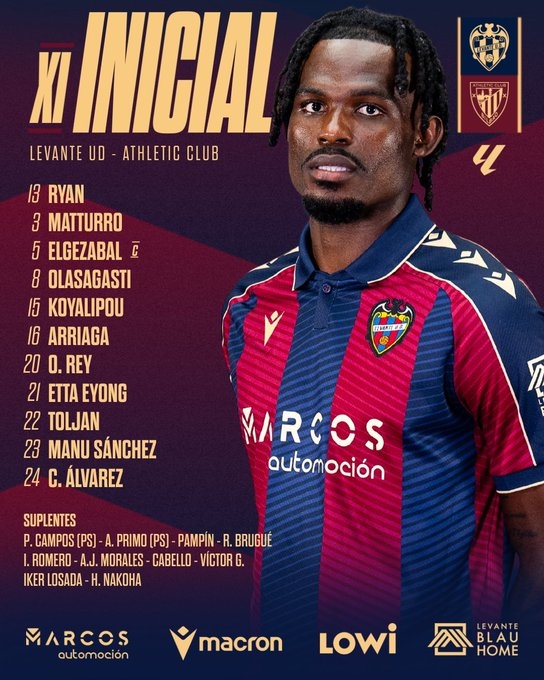 El once del Levante UD para jugar contra el Athletic Club