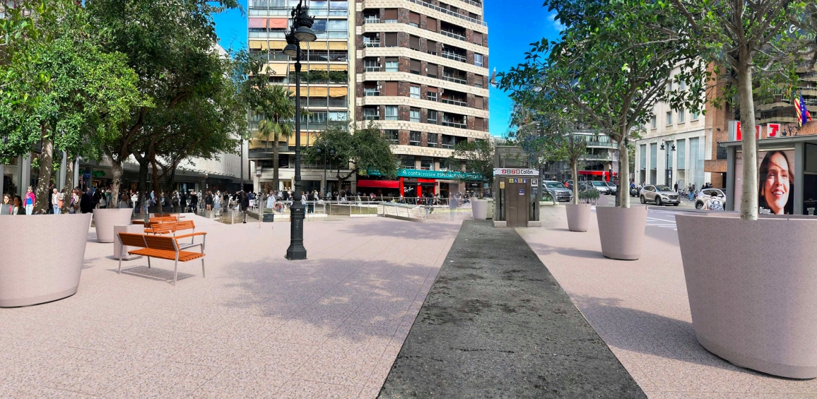 Plaza de los Pinazo con el nuevo pavimento. 