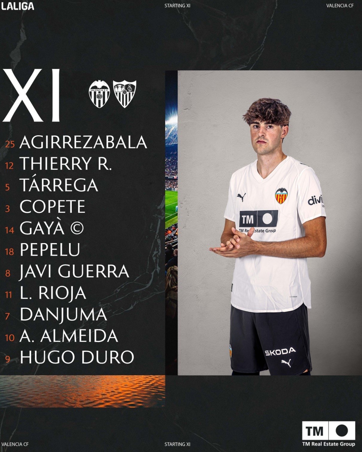 Este es el once del Valencia CF para enfrentarse al Sevilla FC en Mestalla