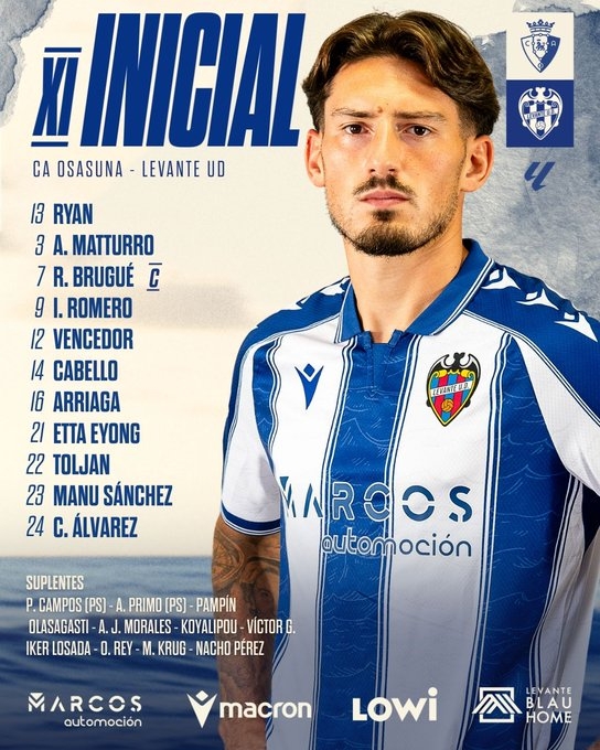 El once del Levante UD para jugar contra CA Osasuna