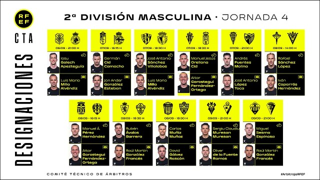 Ávalos Barrera arbitrará el Real Zaragoza-Elche y Muñiz Muñoz el Eldense-Almería