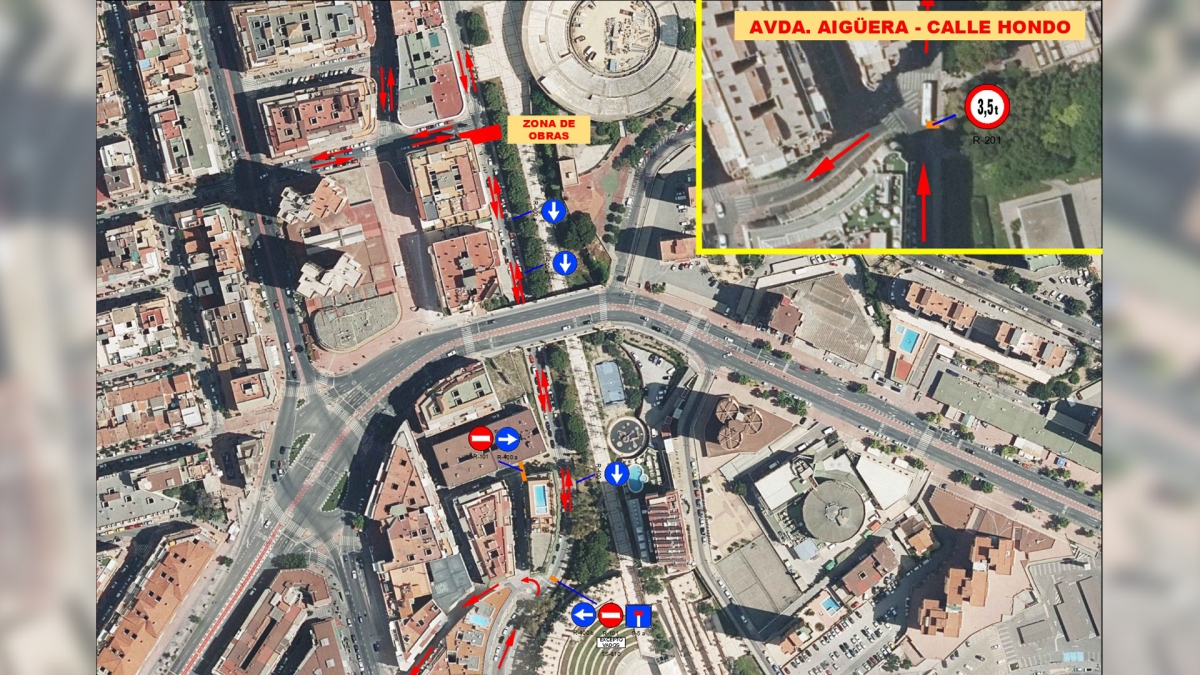 Benidorm corta el tráfico por obras la parte alta de la avenida de l’Aigüera a partir del lunes 15 