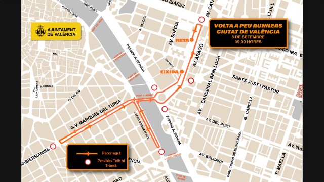 El Ayuntamiento prepara un dispositivo de tráfico para la 'Volta a Peu Runners Ciutat de València'