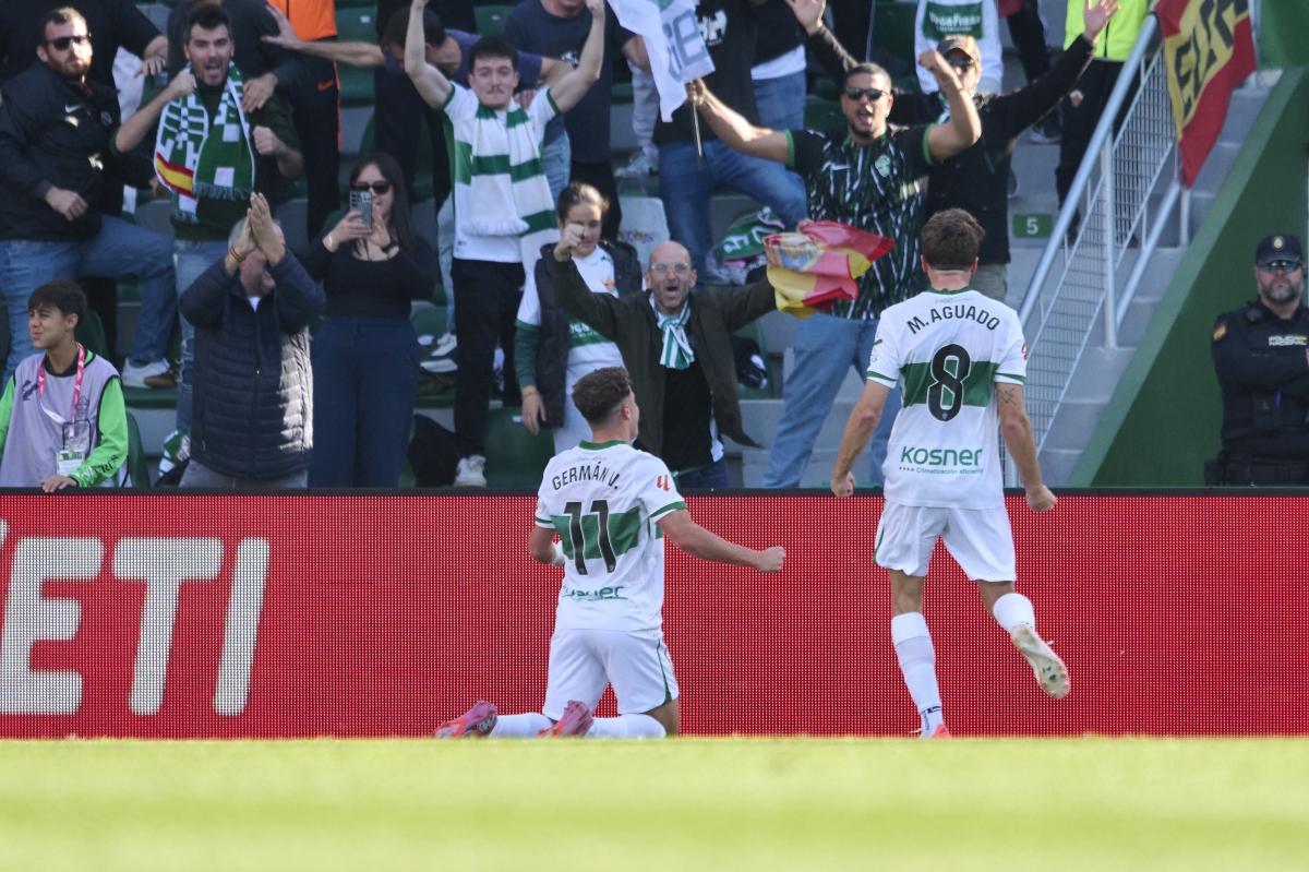 Germán Valero celebra su gol ante el Girona FC - Foto: EP Germán Valero celebra su gol ante el Girona FC