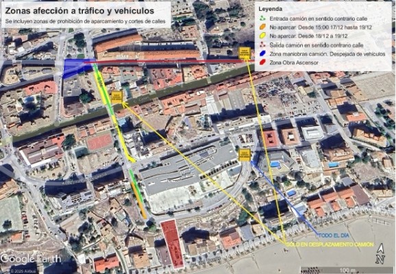 Corte de tráfico en la Vila Joiosa por las obras del ascensor de la playa Centro 