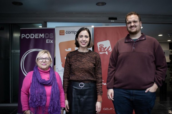 Compromís, Esquerra Unida y Podem visibilizan en Elche su voluntad de ir juntos a los comicios de 2027