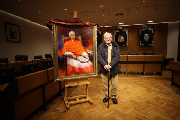 Burriana rinde homenaje al cardenal Tarancón con la presentación de un retrato obra de Pepe Forner