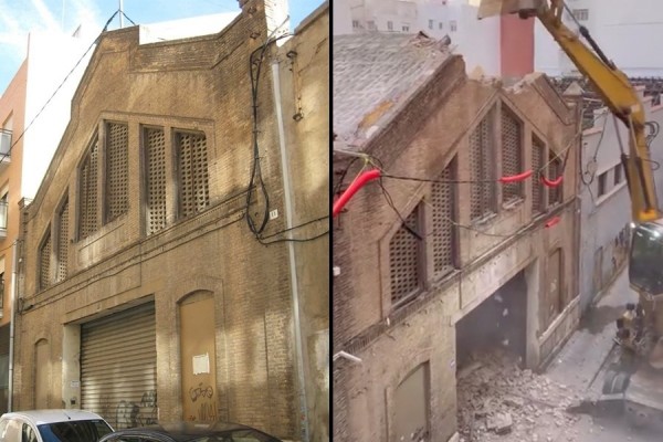 Compromís denuncia el derribo de una nave de Camins al Grau para construir apartamentos turísticos