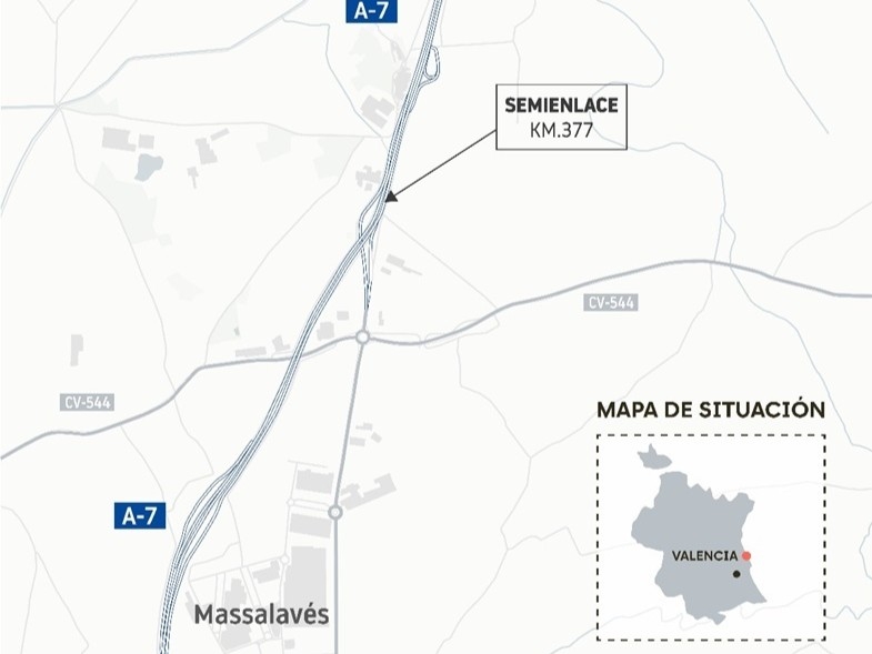 Transportes adjudica el proyecto para mejorar el enlace de la autovía A-7 a su paso por Massalavés