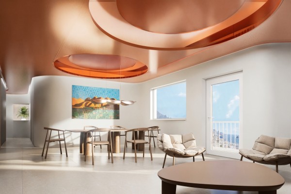 La casa llena de curvas que se asoma al Puerto de Cartagena: arquitectura serena y contemporánea para una vivienda de los 70