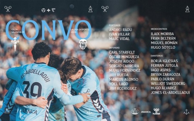Borja Iglesias y Durán reciben el alta; Carlos Domínguez y Ristic son baja contra el Valencia CF