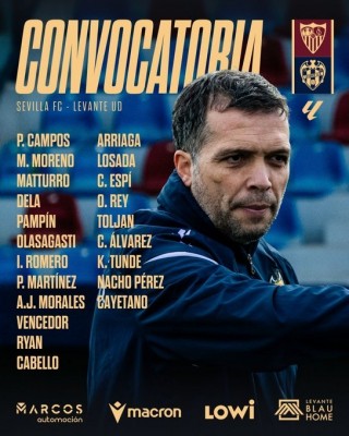 Esta es la primera convocatoria de Luís Castro con el Levante UD