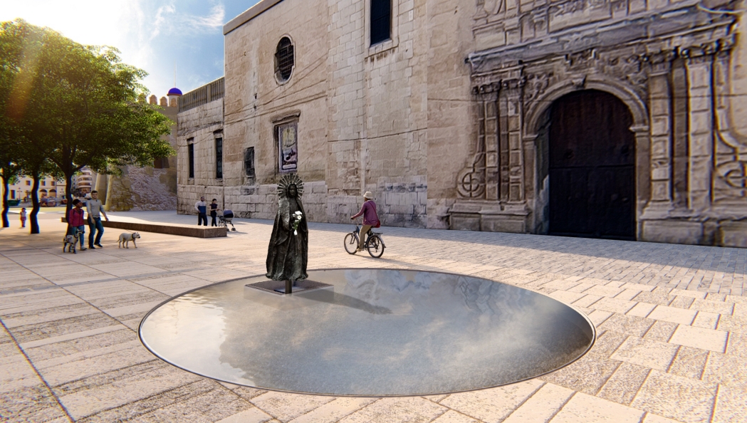 La reforma del entorno de Santa María en Elche albergará una fuente y una figura de la Maredéu: así será