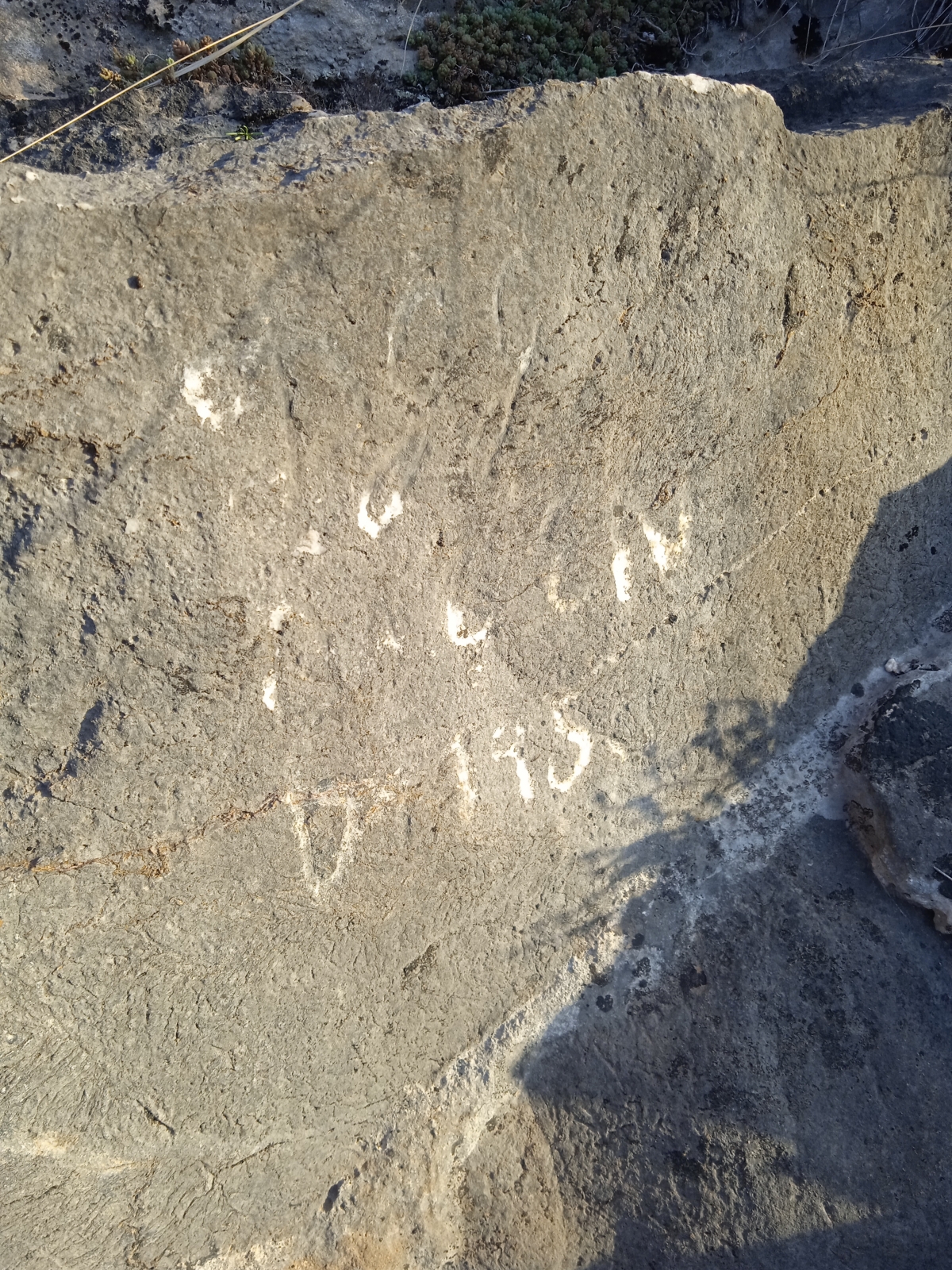 Inscripciones en una piedra de la Sierra del Miravetel 