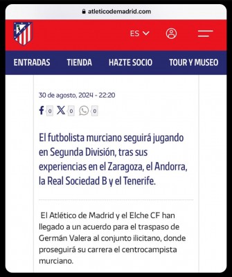 El comunicado del Atlético que convirtío a Germán Valera en nuevo jugador del Elche
