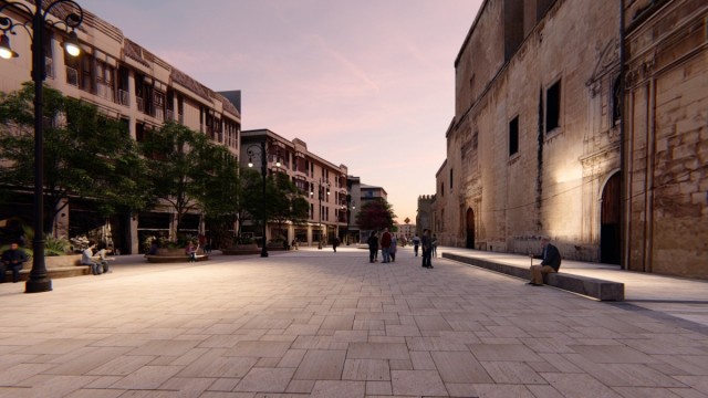 La reforma de la plaza de Santa María en Elche deberá lidiar con Festes d'Elx y reorganización de terrazas