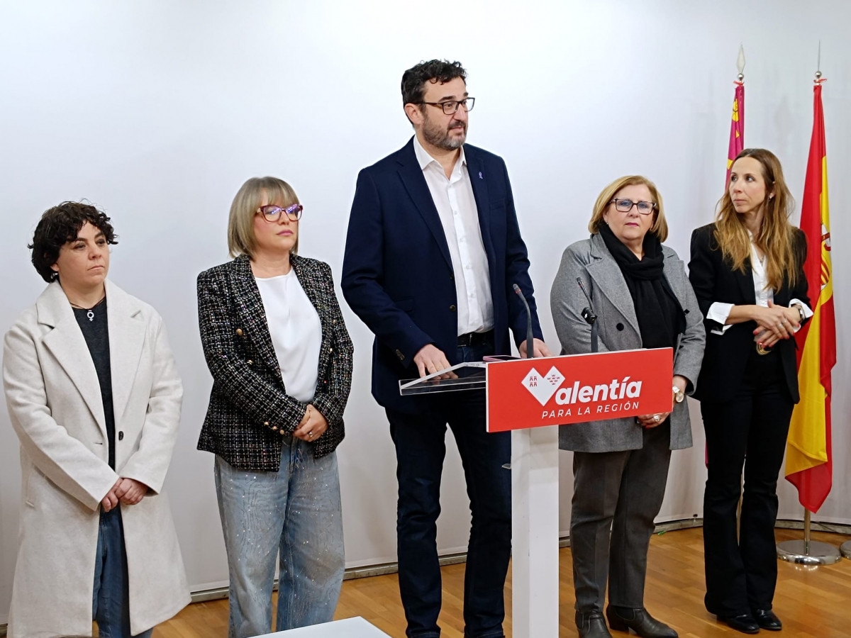 Equipo del PSOE en Murcia durante la rueda de prensa celebrada este viernes