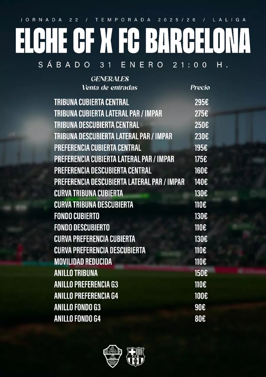 Precio de las entradas para no abonados