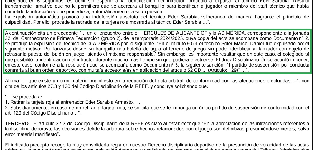 Detalle de la resolución de Disciplina Deportiva