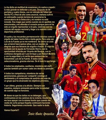 Jesús Navas confirma su retirada de la selección: 