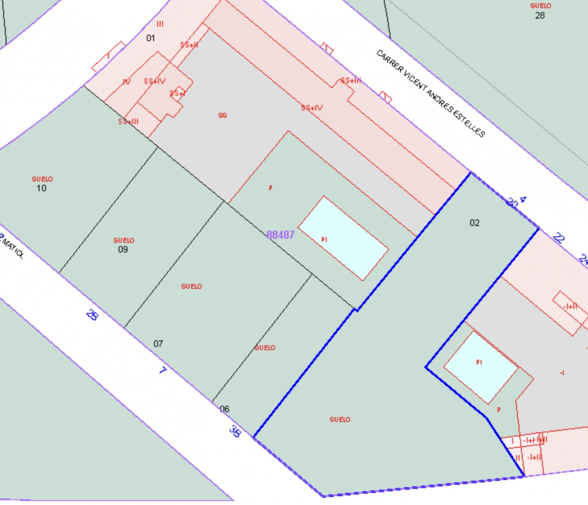 En azul, la parcela que cede el Ayuntamiento de Bétera a la EVha para vivienda protegida.
