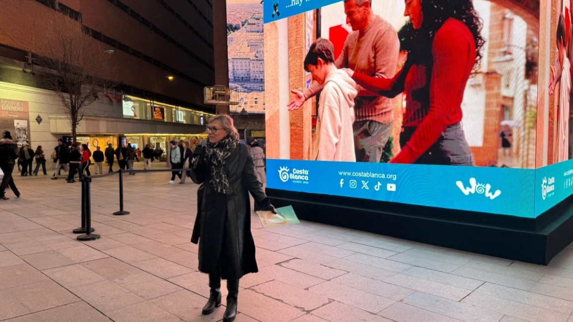 Rosa Cardona, en Callao, durante la presentación del vídeo. - 