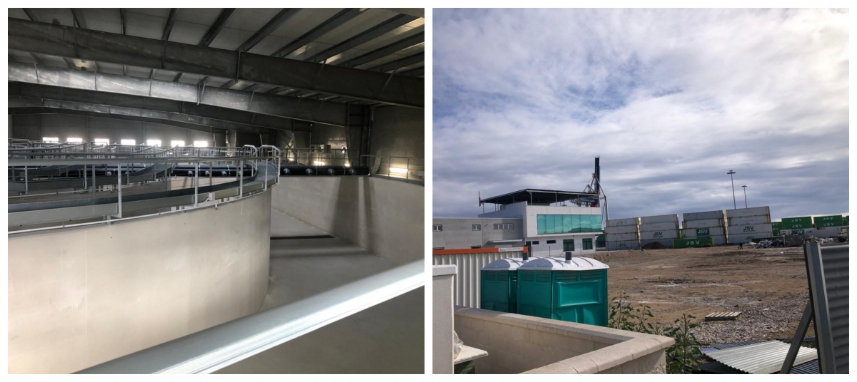 Los tanques de cría y la parcela sobre la que se proyecta la ampliación. - Los tanques de cría y la parcela sobre la que se proyecta la ampliación.