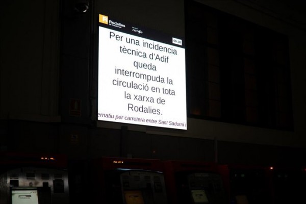 Suspendido el servicio de Rodalies por incidencia en el centro de control de Adif en Estación de Francia