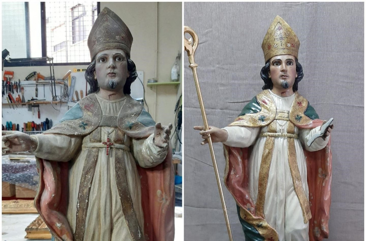 El Ayuntamiento de San Javier restaura la talla de San Blas que saldrá en procesión el 3 de febrero