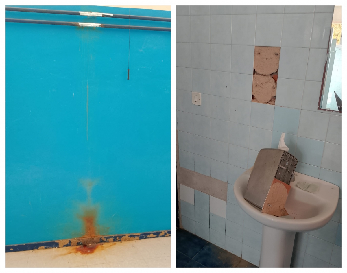 Las deficiencias del gimnasio del IES Cabo de la Huerta de Alicante.