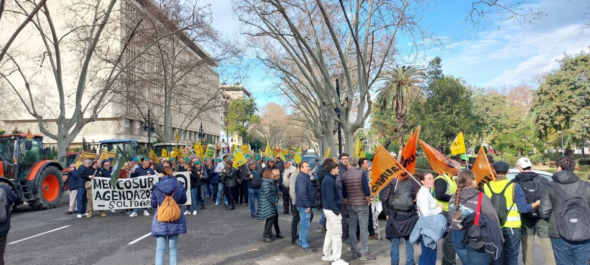 Al menos 200 tractores se suman a la manifestación agraria de València por acuerdos de UE