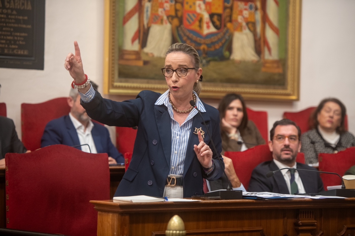 La concejal del PP, Celia Lastra, en el pasado pleno -