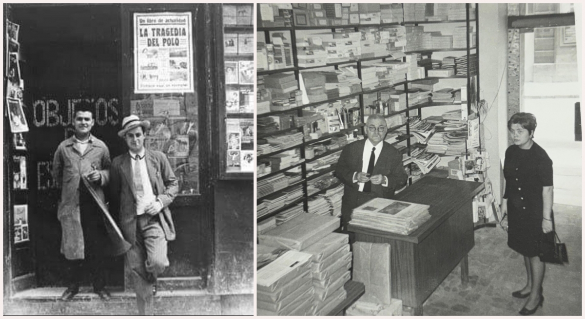 A la izquierda, la librería en 1929. A la derecha, Federico y Pili Lloréns. - A la izquierda, la librería en 1929. A la derecha, Federico y Pili Lloréns.